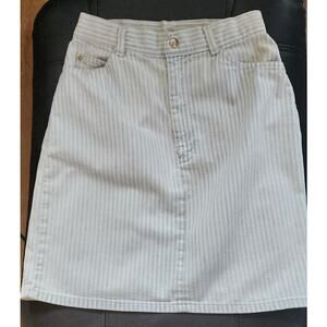 Venezia White and Blue Striped Denim Mini Skirt with 5 pocket design Womens Sz 5